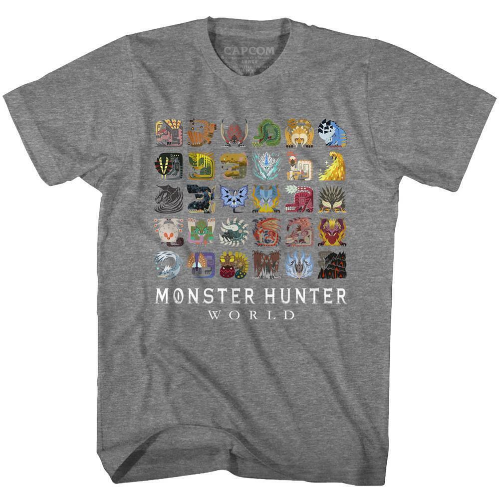Monster Hunter Icons Graphite Heather Adult T Shirt